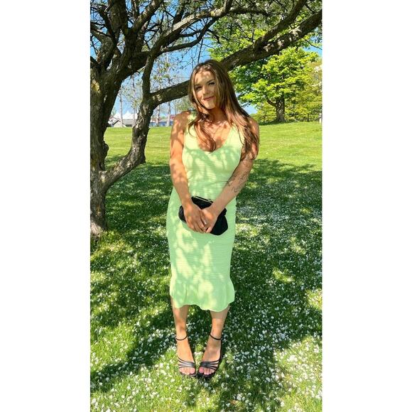 AMANDA UPRICHARD Green Cotton Crochet Beachy Lainey Midi Dress Size Medium - Picture 13 of 13